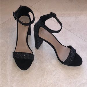 Blue Black Glitter Spark Heels | Size 9